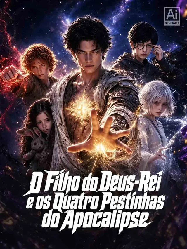 Pôster oficial de O Filho do Deus-Rei e os Quatro Pestinhas do Apocalipse